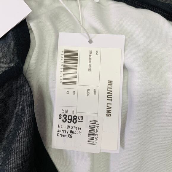 HELMUT LANG Size XS Black White Cotton Layered Bubble Hem Dress - Picture 5 of 7